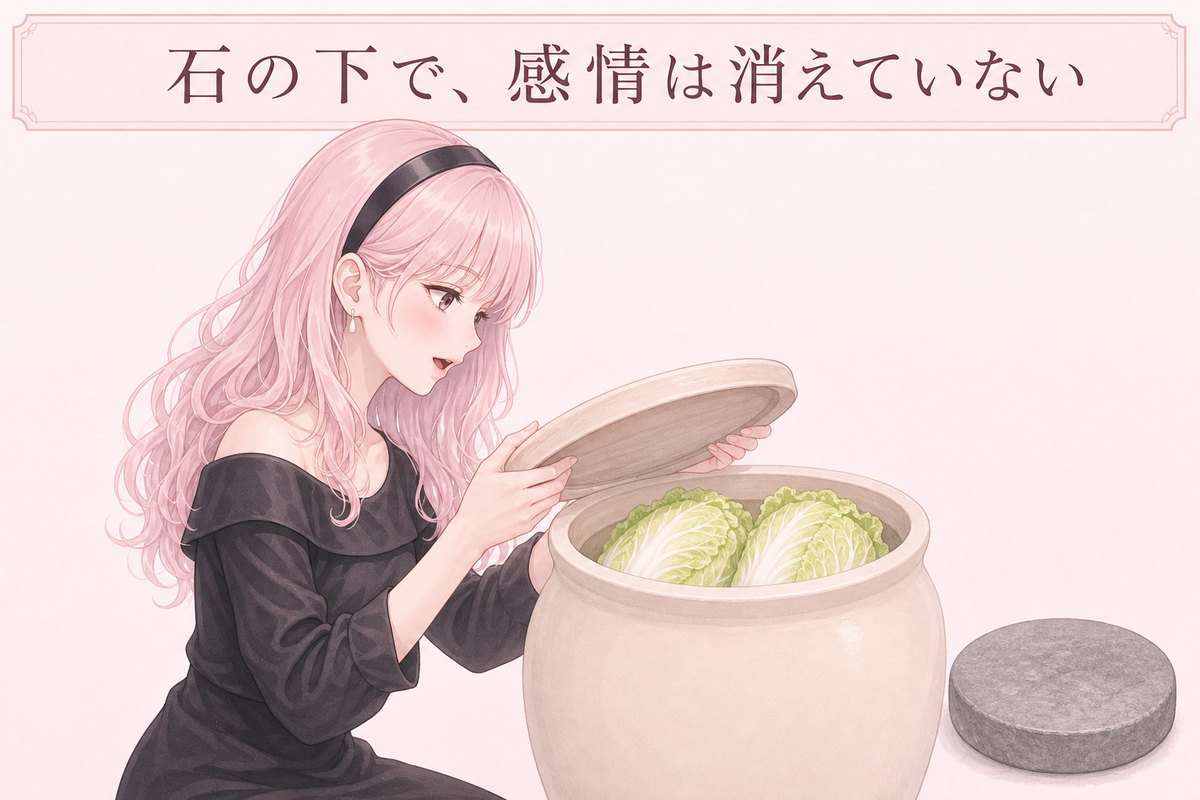石の下で、感情は消えていない。蓋を開けると白菜のように残っている図