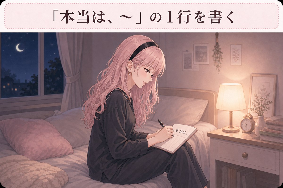 「本当は、〜」の1行を書く練習の図